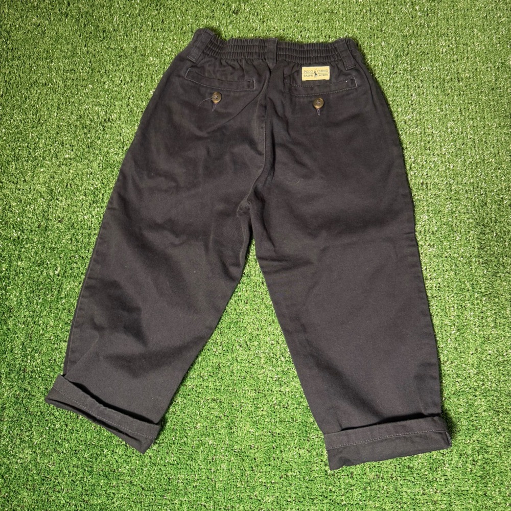 Polo Ralph Lauren Boys Navy Blue Chino Pants Size 3T Elastic Back Pleated Front